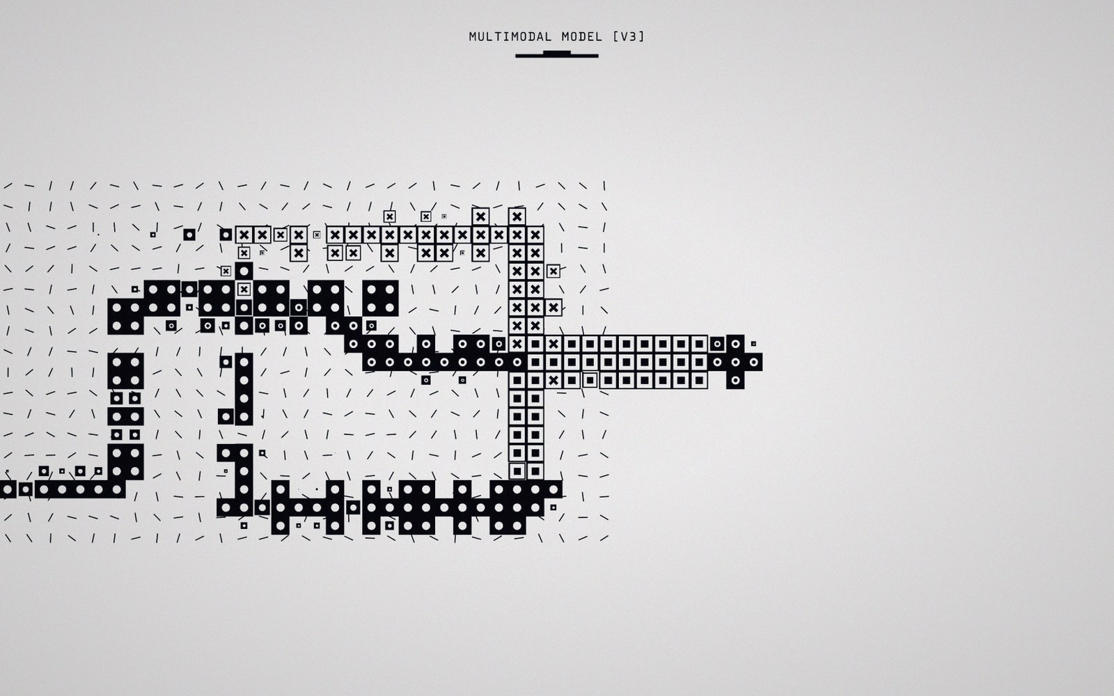 Abstract grid of dots, squares and X symbols illustrating a multimodal model's data pattern